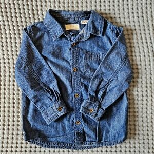 Mango Kids Baby Dark Blue Denim Shirt